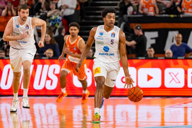 easyCredit BBL Ratiopharm Ulm vs Syntainics MBC 01 04 2026 Ulm, GERMANY 01 April 2026 Marcus Foster Syntainics MBC, 5 during the build-up during the match between Ratiopharm Ulm and Syntainics MBC on matchday 27 of the easyCredit BBL at the ratiopharm Arena Ulm Copyright: xBEAUTIFULxSPORTS Steinx