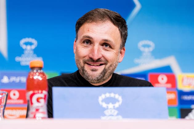 MUNICH, GERMANY - APRIL 1: Jose Barcala (Head Coach FC Bayern Muenchen) during the post game press conference, PK, Pressekonferenz after the UEFA Women™s Champions League Quarter final match between FC Bayern Muenchen vs. Manchester United, ManU at Allianz Arena on the 2nd leg of the UEFA Women™s Champions League Quarter finals on April 1, 2026 in Munich, Germany. Bavaria Germany Copyright: xSteffiexWunderlx