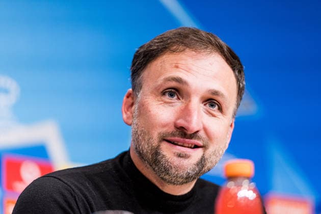 MUNICH, GERMANY - APRIL 1: Jose Barcala (Head Coach FC Bayern Muenchen) during the post game press conference, PK, Pressekonferenz after the UEFA Women™s Champions League Quarter final match between FC Bayern Muenchen vs. Manchester United, ManU at Allianz Arena on the 2nd leg of the UEFA Women™s Champions League Quarter finals on April 1, 2026 in Munich, Germany. Bavaria Germany Copyright: xSteffiexWunderlx