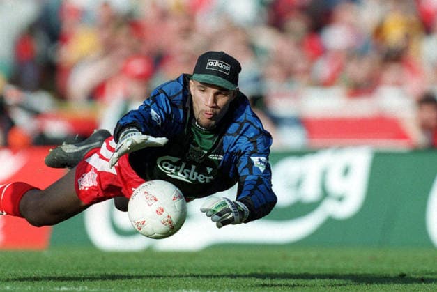 Bolton Wanderers V Liverpool, League Cup Final David James of Liverpool saves during the League Cup Final match between Bolton Wanderers and Liverpool at Wembley Stadium on April 2, 1995 in London, England. London Wembley Stadium England United Kingdom Copyright: xAllstarxPicturexLibraryxLtdx