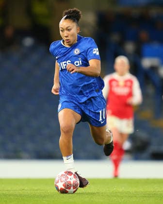 LONDON, ENGLAND - APRIL 01: Lauren James of Chelsea on the ball during the UEFA Womens Champions League 2025 26 Quarter Final Second Leg match between Chelsea and Arsenal at Stamford Bridge on April 01, 2026 in London, England.  Copyright: xJayxPatel SPPx Sportspressphoto_SPR122745