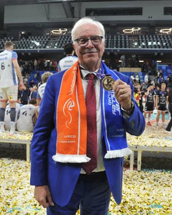 foto Mario Romano IPP Milano 01 04 2026 Pallavolo Challence Cup 2025 2026 - finale partita di ritorno Powervolley Milano vs Volley Lindemans Aalst 3-0 nella foto Lucio Fusaro, presidente Powervolley Italy Photo Press - World Copyright italy ITALY  Copyright: xR4924_italyphotopressx