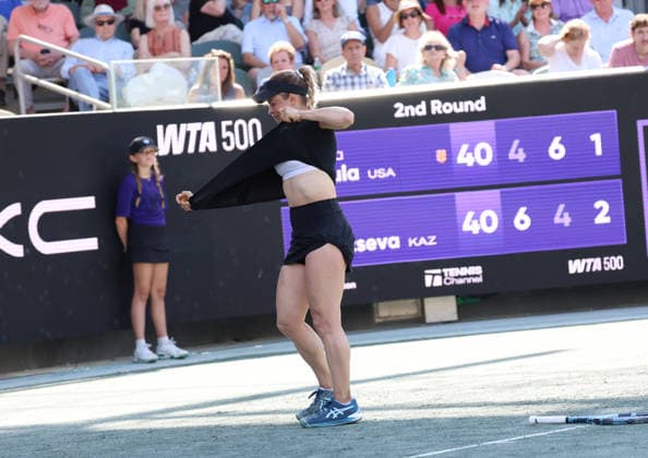 April 1, 2026, Charleston, South Carolina, USA: YULIA PUTINTSEVA of Kazakhstan during the match against J. Pegula of USA in the second round of tennis tournament WTA, Tennis Damen 500 Charleston Open. Yulia Putintseva lost 6:4, 4:6, 5:7. Charleston Open 2026 - Yulia Putintseva 6:4, 4:6, 5:7  - ZUMAc278 20260401_zsp_c278_021 Copyright: xMarcinxCholewinskix