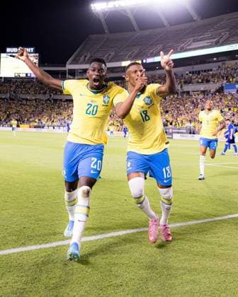Match between Brazil and Croatia in an International Friendly, Länderspiel, Nationalmannschaft for the 2026 World Cup. Orlando (fl), 31 03 2026 - Football Friendly Brazil Croatia - Players Luiz Henrique and Danilo celebrate a goal for Brazil in a friendly international match, Länderspiel, Nationalmannschaft between Brazil and Croatia for the 2026 World Cup, held at Camping World Stadium in Orlando on Tuesday, March 31, 2026. Credit: Bruno Costa Weziopress TheNews2. (Foto: Weziopress Thenews2 imago images) SPO  Copyright: xWeziopressx