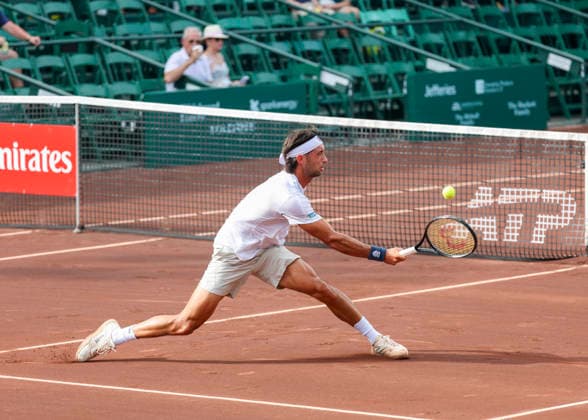 HOUSTON, TX - APRIL 01: Thiago Agustin Tirante (ARG) in action during the singles round of 16 match at the Men™s Clay Court Championship on April 1, 2026 at River Oaks Country Club in Houston, TX. (Photo by Leslie Plaza Johnson Icon Sportswire) TENNIS: APR 01 US Men s Clay Court Championship EDITORIAL USE ONLY Icon260401066