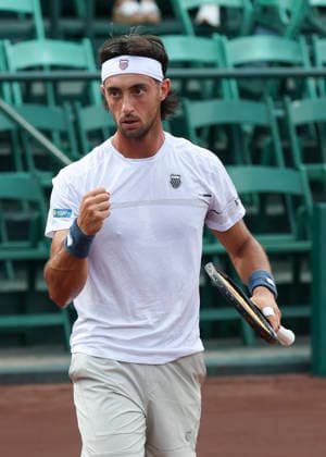 HOUSTON, TX - APRIL 01: Thiago Agustin Tirante (ARG) reacts during the singles round of 16 match at the Men™s Clay Court Championship on April 1, 2026 at River Oaks Country Club in Houston, TX. (Photo by Leslie Plaza Johnson Icon Sportswire) TENNIS: APR 01 US Men s Clay Court Championship EDITORIAL USE ONLY Icon260401067