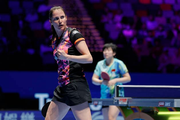 Sport Bilder des Tages MACAO, CHINA - APRIL 02: Sabine Winter of Germany reacts in the Women s Singles Round of 16 match against Qin Yuxuan of China on day 3 of ITTF Men s & Women s World Cup Macao 2026 at Galaxy Arena on April 2, 2026 in Macao, China.  Copyright: xVCGx 111632280741