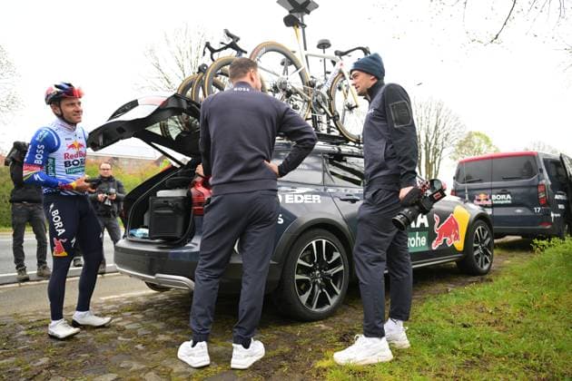 Belgian Remco Evenepoel of Red Bull-BORA-hansgrohe pictured at a track reconaissance ahead of the Ronde van Vlaanderen Tour des Flandres Tour of Flanders cycling race, Thursday 02 April 2026. The 110th edition of the cycling race will take place on Sunday 05 April. DAVIDxPINTENS  x169576419x