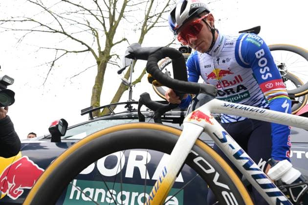 Belgian Remco Evenepoel of Red Bull-BORA-hansgrohe pictured at a track reconaissance ahead of the Ronde van Vlaanderen Tour des Flandres Tour of Flanders cycling race, Thursday 02 April 2026. The 110th edition of the cycling race will take place on Sunday 05 April. DAVIDxPINTENS  x169576582x