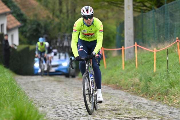 Ronde van Vlaanderen 2026 Cycling Race Media Activities 02 04 2026 OUDENAARDE, BELGIUM - APRIL 02 : Van Lerberghe Bert (BEL) of Soudal Quick Step riding during a training and reconnaissance session ahead of the 110th edition of Ronde van Vlaanderen an UCI World Tour 1.UWT one day cycling road race for Men Elite of 271 km with start in Antwerpen and finish in Oudenaarde on April 2, 2026 in Oudenaarde, Belgium, 02 04 2026 ( Motordriver Guy De Vuyst - Oudenaarde Belgium  Copyright: xNicoxVereeckenx