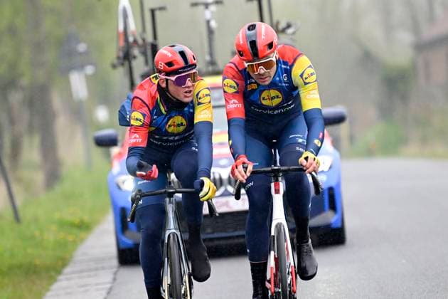 Ronde van Vlaanderen 2026 Cycling Race Media Activities 02 04 2026 OUDENAARDE, BELGIUM - APRIL 02 : Pedersen Mads (DEN) of Lidl Trek riding during a training and reconnaissance session ahead of the 110th edition of Ronde van Vlaanderen an UCI World Tour 1.UWT one day cycling road race for Men Elite of 271 km with start in Antwerpen and finish in Oudenaarde on April 2, 2026 in Oudenaarde, Belgium, 02 04 2026 ( Motordriver Guy De Vuyst - Oudenaarde Belgium  Copyright: xNicoxVereeckenx