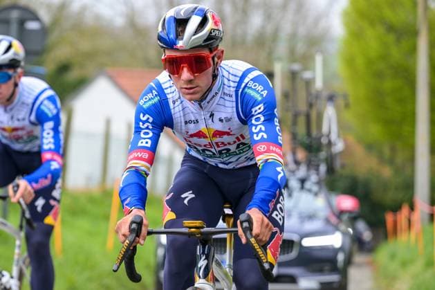 Belgian Remco Evenepoel of Red Bull-BORA-hansgrohe pictured in action during a track reconaissance ahead of the Ronde van Vlaanderen Tour des Flandres Tour of Flanders cycling race, Thursday 02 April 2026. The 110th edition of the cycling race will take place on Sunday 05 April. DAVIDxPINTENS  x169592426x