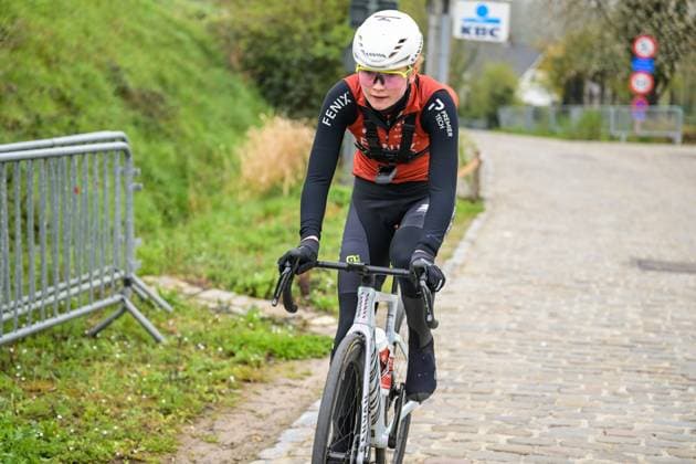 Dutch Puck Pieterse of Fenix-Premier Tech pictured in action during a track reconaissance ahead of the Ronde van Vlaanderen Tour des Flandres Tour of Flanders cycling race, Thursday 02 April 2026. The 110th edition of the cycling race will take place on Sunday 05 April. DAVIDxPINTENS  x169592779x