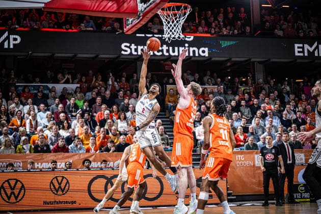 1 Basketball Bundesliga, easyCredit BBL, Season 2025 2026, Men, Main Round, Matchday 27, 02 04 2026, RASTA Vechta BMA365 Bamberg Baskets Ibrahim Watson Boye 2 BMA365 Bamberg Baskets in action Vechta RASTA Dome Lower Saxony Germany