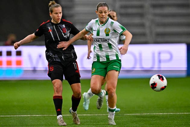 STOCKHOLM, SWEDEN 20260402 Sparta Pragues Michaela Khyrova and Hammarbys Sofia Reidy during Thursdays Europa Cup semi-final between Hammarby IF and AC Sparta Prague at 3Arena STOCKHOLM SWEDEN x10030x  Copyright: xJonasxEkströmer TTx EUROPA CUP HAMMARBY-SPARTA PRAG
