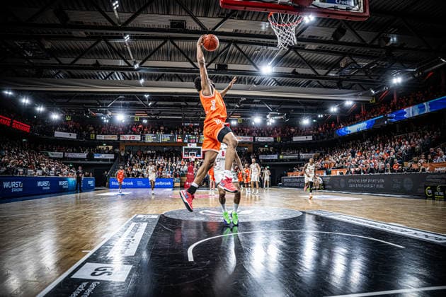 1 Basketball Bundesliga, easyCredit BBL, Season 2025 2026, Men, Main Round, Matchday 27, 02 04 2026, RASTA Vechta BMA365 Bamberg Baskets Lloyd Pandi 41 RASTA Vechta at the Dunk Vechta RASTA Dome Lower Saxony Germany