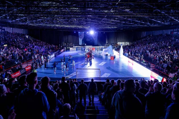02 04 2026, Handball, HBL, Bergischer HC VfL Gummersbach, Mitsubishi Electric HALLE Düsseldorf Interior view of the pitch North Rhine-Westphalia Germany