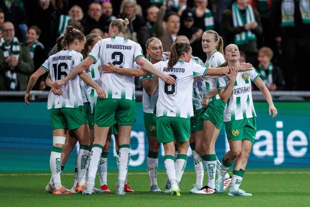 260402 Fanny Peterson of Hammarby celebrates the 1 0 goal during the UEFA Women s Europa Cup semifinal between Hammarby and Sparta Prague on April 2, 2026 in Stockholm Photo Kenta Jönsson BILDBYRAN COP 210 KJ0331 fotboll football soccer fotball europa cup hammarby sparta prague uefa womens europa cup semifinal dam bbeng jubel  Copyright: KENTAxJÖNSSON BB260402KJ015