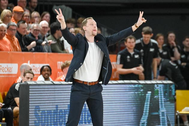 Christian Held RASTA Vechta, coach gestures RASTA Vechta vs BMA365 Baskets Bamberg, easyCredit Basketball Bundesliga, Matchday 27, Season 2025 2026, 02 04 2026, RASTA Vechta vs BMA365 Baskets Bamberg, easyCredit Basketball Bundesliga, Matchday 27, Season 2025 2026, 02 04 2026 Vechta Copyright: xEibner-Pressefoto RobertxGertzenx EP_RGN
