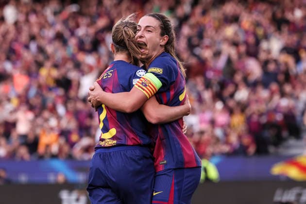 April 2, 2026, Barcelona, Barcelona, SPAIN: Irene Paredes Hernandez of FC Barcelona, Barca celebrates a goal with Alexia Putellas Segura during the UEFA WomenÃ¢â‚¬â ¢s Champions League 2025 26 Quarter-finals second Leg, football match played between FC Barcelona and Real Madrid CF at Spotify Camp Nou stadium on April 02, 2026 in Barcelona, Spain. Barcelona SPAIN - ZUMAa181 20260402_zaa_a181_047 Copyright: xJavierxBorregox