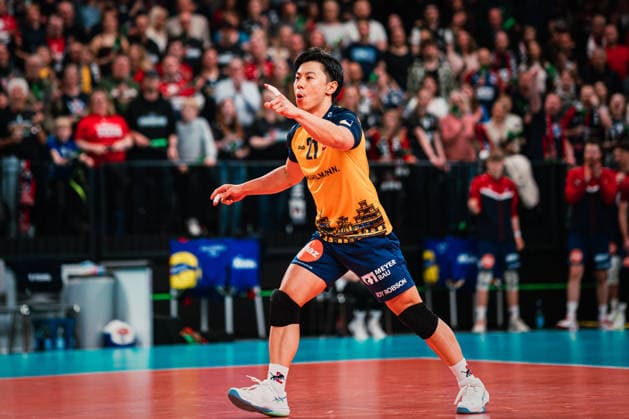 CEV Cup SVG Lüneburg Greenyard Maaseik, 02 04 2026 Sho Takahashi SVG Lüneburg, 21 cheers CEV Volleyball Cup, semi-final, second leg SVG Lüneburg vs Greenyard Maaseik on 02 04 2026 in the LKH Arena, Lüneburg Copyright: xBEAUTIFULxSPORTS Tonhäuserx