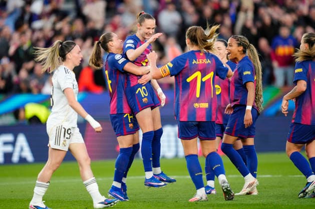Barcelona FC v Real Madrid CF - UEFA Women s Champions League 2025 26 Quarter-finals Second Leg Caroline Graham Hansen forwards of Barcelona and Norway celebrates after scoring her sides second goal during the UEFA Women s Champions League 2025 26 Quarter-finals Second Leg match between FC Barcelona, Barca and Real Madrid CF at Spotify Camp Nou on April 2, 2026 in Barcelona, Spain. Barcelona Spain  Copyright: xJosexBretonx originalFilename:bretonhernandez-barcelon260402_npKBx.jpg