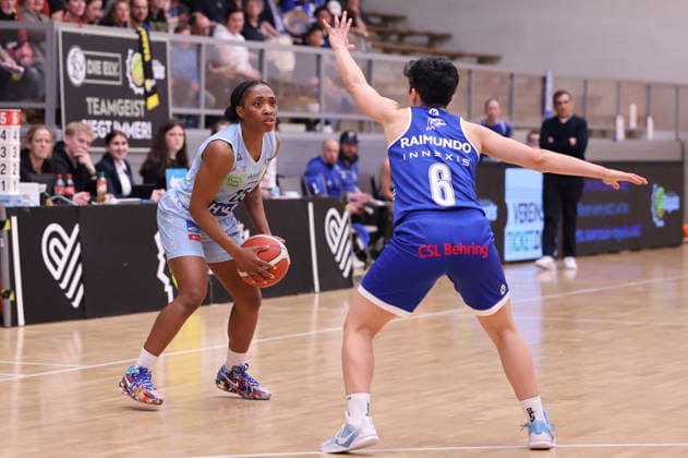 02 04 2026, Basketball, Women, Season 2025 2026, Toyota Womens Basketball Bundesliga, Playoffs, Saarlouis Royals Basketball Club Marburg e V , Martha Burse Saarlouis Royals , Ana Raimundo Basketball Club Marburg e V Saarlouis Stadtgartenhalle Saarland Germany DEU Copyright: xSebastianxBachx