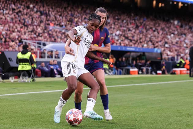 April 2, 2026, Barcelona, Barcelona, SPAIN: Linda Lizeth Caicedo Alegria of Real Madrid CF and Patricia Guijarro Gutierrez of FC Barcelona, Barca compete for the ball during the UEFA WomenÃ¢â‚¬â ¢s Champions League 2025 26 Quarter-finals second Leg, football match played between FC Barcelona and Real Madrid CF at Spotify Camp Nou stadium on April 02, 2026 in Barcelona, Spain. Barcelona SPAIN - ZUMAa181 20260402_zaa_a181_053 Copyright: xJavierxBorregox