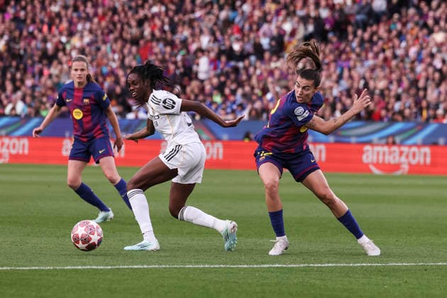 April 2, 2026, Barcelona, Barcelona, SPAIN: Patricia Guijarro Gutierrez of FC Barcelona, Barca and Naomie Feller of Real Madrid during the UEFA WomenÃ¢â‚¬â ¢s Champions League 2025 26 Quarter-finals second Leg, football match played between FC Barcelona and Real Madrid CF at Spotify Camp Nou stadium on April 02, 2026 in Barcelona, Spain. Barcelona SPAIN - ZUMAa181 20260402_zaa_a181_065 Copyright: xJavierxBorregox