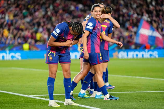 Barcelona FC v Real Madrid CF - UEFA Women s Champions League 2025 26 Quarter-finals Second Leg Esmee Brugts forwards of Barcelona and Spain Netherlands celebrates after scoring her sides first goal during the UEFA Women s Champions League 2025 26 Quarter-finals Second Leg match between FC Barcelona, Barca and Real Madrid CF at Spotify Camp Nou on April 2, 2026 in Barcelona, Spain. Barcelona Spain  Copyright: xJosexBretonx originalFilename:bretonhernandez-barcelon260402_npT1m.jpg