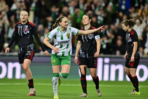 STOCKHOLM, SWEDEN 20260402 Hammarby s Vilde Hasund celebrates after winning 2 0 during Thursday s semi final in the European Cup between Hammarby IF and AC Sparta Prague at 3Arena STOCKHOLM SWEDEN x10030x  Copyright: xJonasxEkströmer TTx EUROPEAN CUP HAMMARBY-SPARTA PRAGUE