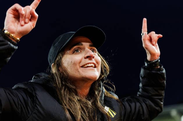 260402 Coach Elena Sadiku of Häcken celebrates after the UEFA Women s Europa Cup semifinal between Häcken and Eintracht Frankfurt on April 2, 2026 in Gothenburg Photo Michael Erichsen BILDBYRAN COP 89 MI0962 fotboll football soccer fotball europa cup häcken eintracht frankfurt uefa womens europa cup dam bbeng semifinal jubel  Copyright: MICHAELxERICHSEN BB260402MI037