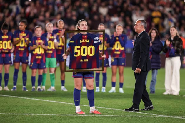 April 2, 2026, Barcelona, Barcelona, SPAIN: Alexia Putellas Segura of FC Barcelona, Barca celebrates her 500th appearance for the club during the UEFA WomenÃ¢â‚¬â ¢s Champions League 2025 26 Quarter-finals second Leg, football match played between FC Barcelona and Real Madrid CF at the Spotify Camp Nou stadium on April 02, 2026 in Barcelona, Spain. FC Barcelona V Real Madrid CF - UEFA WomenÃ¢â‚¬â ¢S Champions League 2025 26 Quarter-Finals Second Leg  - ZUMAa181 20260402_zaa_a181_119 Copyright: xJavierxBorregox