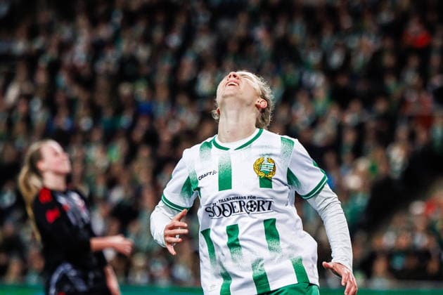 260402 Hannah Sjödahl of Hammarby reacts during the UEFA Women s Europa Cup semifinal between Hammarby and Sparta Prague on April 2, 2026 in Stockholm Photo Kenta Jönsson BILDBYRAN COP 210 KJ0331 fotboll football soccer fotball europa cup hammarby sparta prague uefa womens europa cup semifinal dam bbeng  Copyright: KENTAxJÖNSSON BB260402KJ057