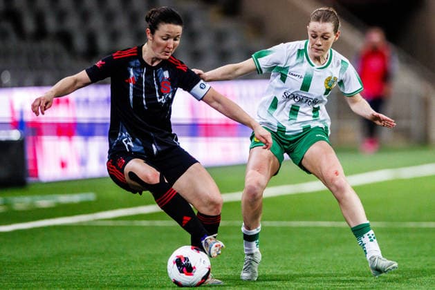 260402 Eva Bartonova of Sparta Prague and Sofia Reidy of Hammarby during the UEFA Women s Europa Cup semifinal between Hammarby and Sparta Prague on April 2, 2026 in Stockholm Photo Kenta Jönsson BILDBYRAN COP 210 KJ0331 fotboll football soccer fotball europa cup hammarby sparta prague uefa womens europa cup semifinal dam bbeng  Copyright: KENTAxJÖNSSON BB260402KJ058