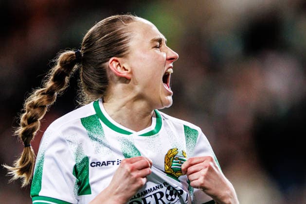 260402 Vilde Hasund celebrates after 2 0 during the UEFA Women s Europa Cup semifinal between Hammarby and Sparta Prague on April 2, 2026 in Stockholm Photo Kenta Jönsson BILDBYRAN COP 210 KJ0331 fotboll football soccer fotball europa cup hammarby sparta prague uefa womens europa cup semifinal dam bbeng jubel  Copyright: KENTAxJÖNSSON BB260402KJ083