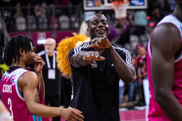 easyCredit Basketball Bundesliga Telekom Baskets Bonn MLP Academics Heidelberg 02 04 2026 Tylan Birts Telekom Baskets Bonn 5 celebrates easyCredit Basketball Bundesliga Telekom Baskets Bonn MLP Academics Heidelberg 02 04 2026, Telekom Dome Bonn Copyright: xBEAUTIFULxSPORTS Derixx