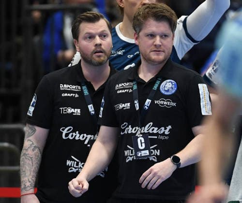 05 03 2026, xophax, DAIKIN HBL 2025 26 Bergischer HC VFL Gummersbach coach Arnor Gunnarsson , left and coach Markus Pütz , right both Bergischer HC Düsseldorf