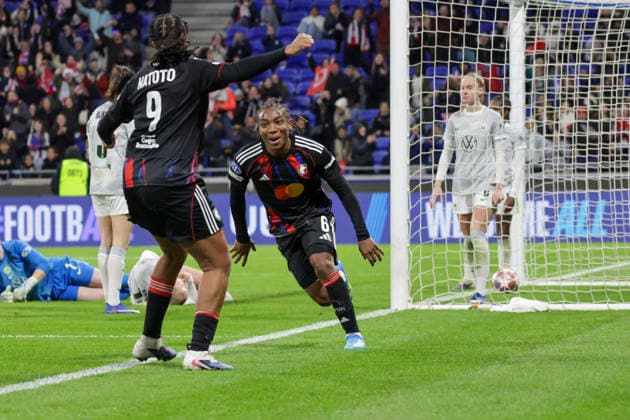 02 04 2026, xgrfx, Football UEFA Women s Champions League Quarterfinals , OL Lyonnes VfL Wolfsburg v l Goal, Melchie Dumornay to 2 0 OL Lyonnes DFL DFB REGULATIONS PROHIBIT ANY USE OF PHOTOGRAPHS as IMAGE SEQUENCES and or QUASI VIDEO Lyon