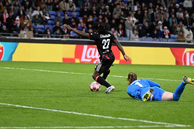 Football : OL Lyonnes vs Wolfsburg- UEFA Women s Champions League - 02 04 2026 Tabitha CHAWINGA of OL Lyonnes during the second leg of the UEFA Women s Champions League 2025 26 quarter-final between VfL Wolfsburg and OL Lyonnes at Groupama Stadium Decines Charpieu Lyon on April 02 2026 , France LYONFrance  Copyright: xMouradxAllilix