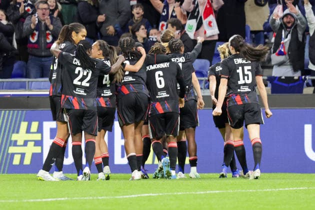 02 04 2026, xgrfx, Football UEFA Women s Champions League Quarterfinals , OL Lyonnes VfL Wolfsburg v l Goal, Damaris Egurrola to 3 0 OL Lyonnes DFL DFB REGULATIONS PROHIBIT ANY USE OF PHOTOGRAPHS as IMAGE SEQUENCES and or QUASI VIDEO Lyon