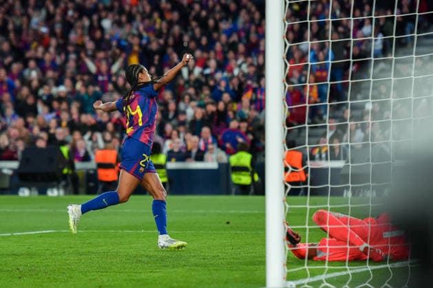 FC Barcelona, Barca v REAL MADRID CF SPOTIFY CAMP NOU. BARCELONA. April 2, 2026 FC BARCELONA vs REAL MADRID CF April 2, 2026 Esmee Brugts (24) of FC Barcelona scores his team s sixth goal during the soccer match corresponding to the quarter finals of the UEFA Women s Champions League between FC Barcelona and Newcastle United at Spotify Camp Nou in Barcelona, Spain. Barcelona ESP Copyright: xS.xRosx