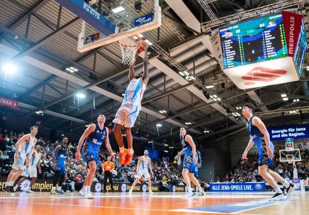 BASKETBALL EASYCREDIT BBL 27 GAME DAY SCIENCE CITY JENA SKYLINERS FRANKFURT FOR EDITORIAL PURPOSES ONLY p 02 04 2026 Jena Basketball easyCredit BBL 1 Basketball Bundesliga Season 2025 2026 27 Matchday Sparkassen Arena Science City Jena SKYLINERS Frankfurt im Foto Javon Franklin 22 Science City Jena Germany Thueringen Jena Copyright SaschaxFromm Copyright: SaschaxFromm doc859150jrvkjbsj77lt8 ,EDITORIAL USE ONLY Copyright: SaschaxFromm