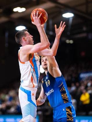 BASKETBALL EASYCREDIT BBL 27 GAME DAY SCIENCE CITY JENA SKYLINERS FRANKFURT FOR EDITORIAL PURPOSES ONLY p 02 04 2026 Jena Basketball easyCredit BBL 1 Basketball Bundesliga Season 2025 2026 27 Game Day Sparkassen Arena Science City Jena SKYLINERS Frankfurt in the photo Co Coach Dominik Günthner Science City JenJack Pagenkopf 11 Science City Jena in a duel with Till Pape 19 SKYLINERS Germany Thueringen Jena Copyright SaschaxFromm Copyright: SaschaxFromm doc85919oeoxw0kquaklsw ,EDITORIAL USE ONLY Copyright: SaschaxFromm