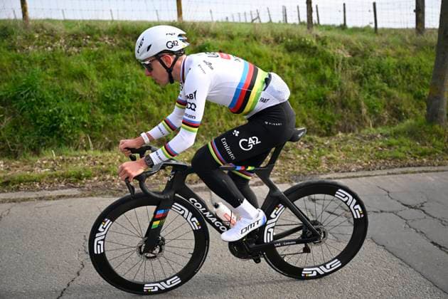 Ronde van Vlaanderen 2026 Cycling Race Media Activities 03 04 2026 OUDENAARDE, BELGIUM - APRIL 03 : Pogacar Tadej (SLO) of UAE Team Emirates XRG riding during a training and reconnaissance session ahead of the 110th edition of Ronde van Vlaanderen an UCI World Tour 1.UWT one day cycling road race for Men Elite of 271 km with start in Antwerpen and finish in Oudenaarde on April 3, 2026 in Oudenaarde, Belgium, 03 04 2026 ( Motordriver Guy De Vuyst - Oudenaarde Belgium  Copyright: xNicoxVereeckenx