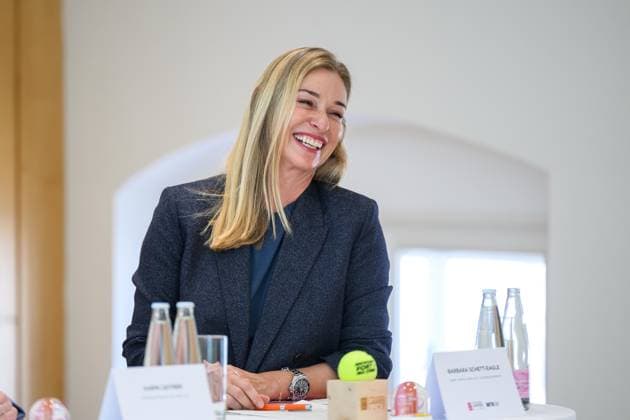 TENNIS - WTA, Tennis Damen Upper Austria Ladies Linz, PK LINZ,AUSTRIA,03.APR.26 - TENNIS - WTA Tour, Upper Austria Ladies Linz, preview, press conference, PK, Pressekonferenz Image shows Barbara Schett-Eagle.  GEPAxpictures xChristianxMoser
