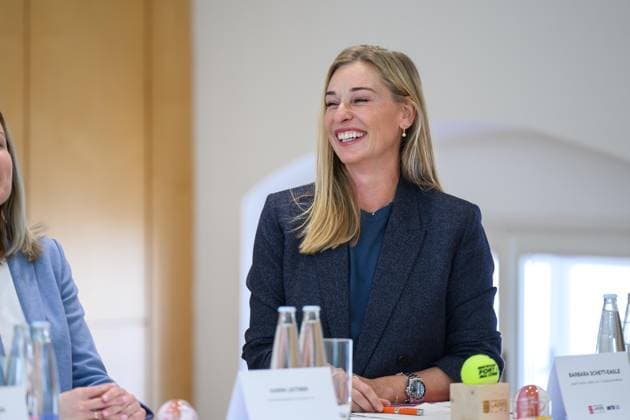 TENNIS - WTA, Tennis Damen Upper Austria Ladies Linz, PK LINZ,AUSTRIA,03.APR.26 - TENNIS - WTA Tour, Upper Austria Ladies Linz, preview, press conference, PK, Pressekonferenz Image shows Barbara Schett-Eagle.  GEPAxpictures xChristianxMoser
