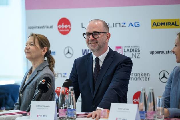 TENNIS - WTA, Tennis Damen Upper Austria Ladies Linz, PK LINZ,AUSTRIA,03.APR.26 - TENNIS - WTA Tour, Upper Austria Ladies Linz, preview, press conference, PK, Pressekonferenz Image shows mayor of Linz Dietmar Prammer.  GEPAxpictures xChristianxMoser
