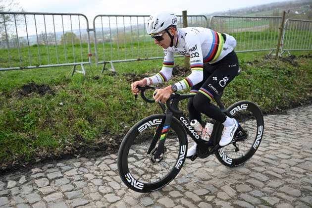 Ronde van Vlaanderen 2026 Cycling Race Media Activities 03 04 2026 OUDENAARDE, BELGIUM - APRIL 03 : Pogacar Tadej (SLO) of UAE Team Emirates XRG riding during a training and reconnaissance session ahead of the 110th edition of Ronde van Vlaanderen an UCI World Tour 1.UWT one day cycling road race for Men Elite of 271 km with start in Antwerpen and finish in Oudenaarde on April 3, 2026 in Oudenaarde, Belgium, 03 04 2026 ( Motordriver Guy De Vuyst - Oudenaarde Belgium  Copyright: xNicoxVereeckenx