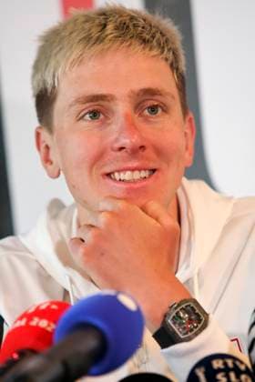 press conference, PK, Pressekonferenz UAE Team Emirates - XRG 03 04 2026 WAREGEM, BELGIUM - APRIL 03 : Pogacar Tadej (SLO) of UAE Team Emirates XRG talking to the press during a press conference of team UAE Team Emirates - XRG ahead of the 110th edition of Ronde van Vlaanderen an UCI World Tour 1.UWT one day cycling road race for Men Elite of 271 km with start in Antwerpen and finish in Oudenaarde on April 3, 2026 in Waregem, Belgium, 03 04 2026 Waregem Belgium  Copyright: xGiannixBarbieuxx